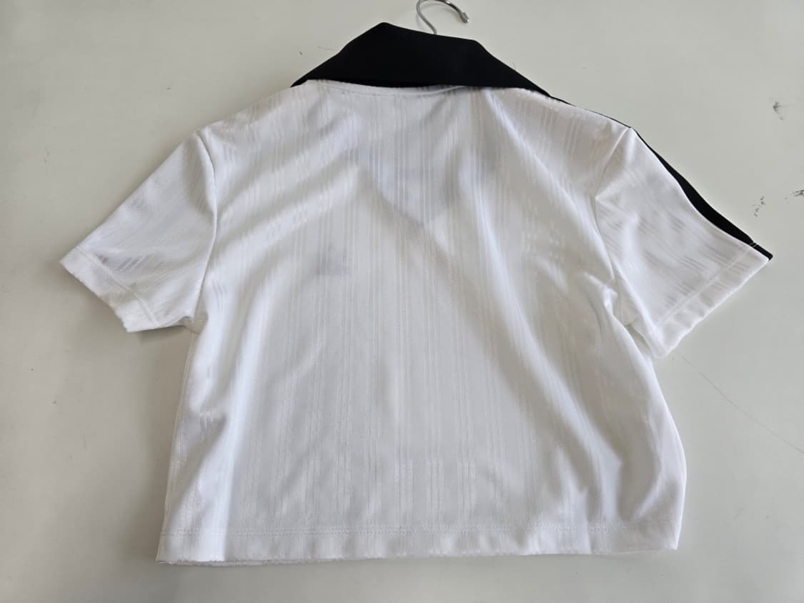 아디다스 아디컬러 풋볼 자카드 브이넥 크롭 폴로 셔츠 화이트 M 상품이미지2