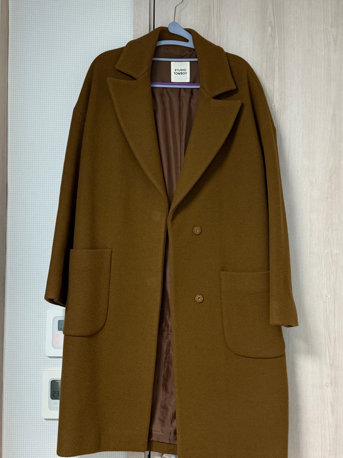 스튜디오톰보이 브라운 울 혼방 롱 코트 상품이미지2