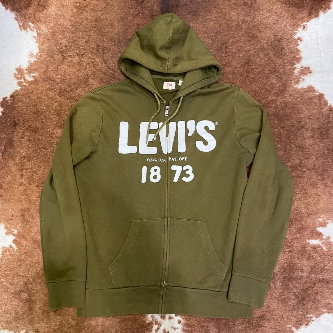 리바이스  레터링 카키 후드집업 상품이미지1