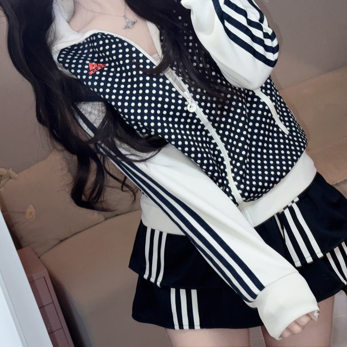 키키 착용 아디다스 대장급 네이비 도트 땡땡이 져지 m 상품이미지2