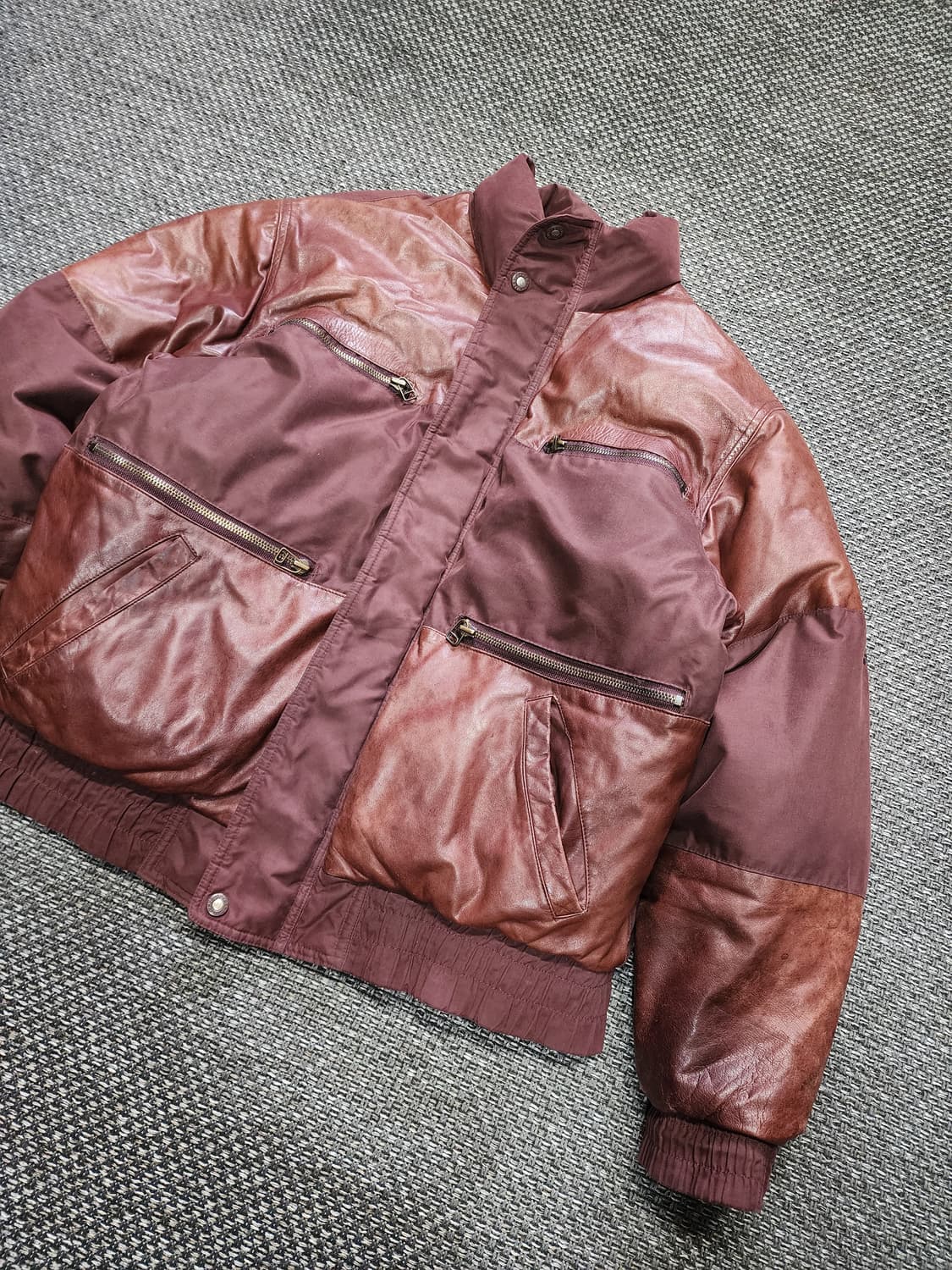 빈티지 소가죽 배색 덕다운 점퍼 95사이즈 상품이미지9