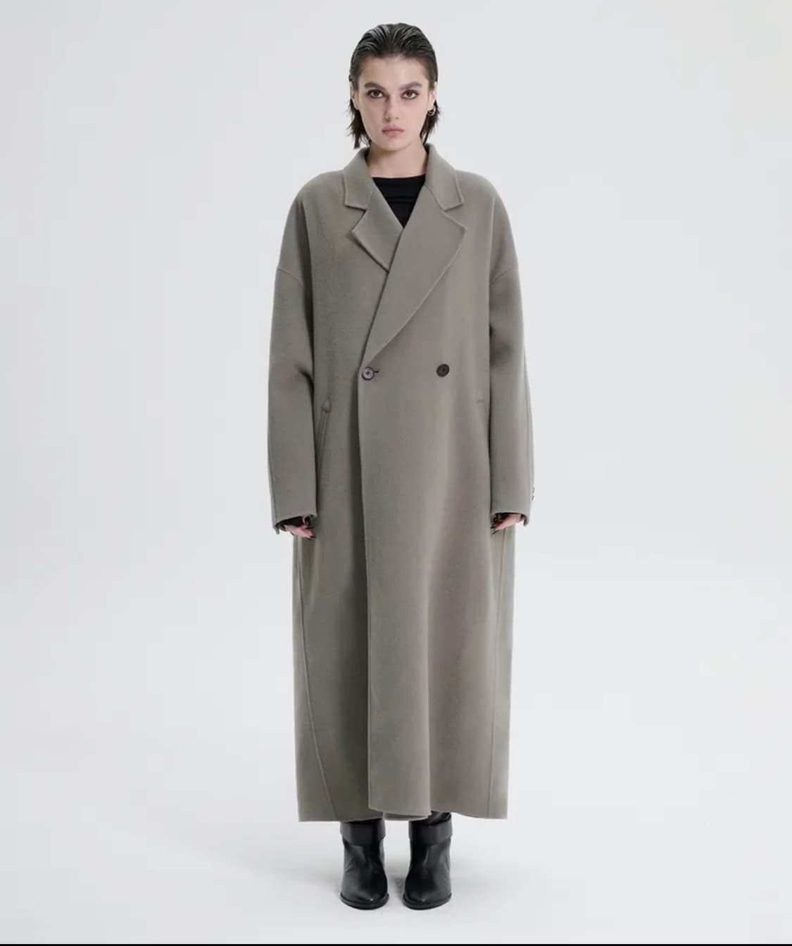 새상품) 트리밍버드 와이드롱코트 카키그레이 1사이즈 상품이미지1