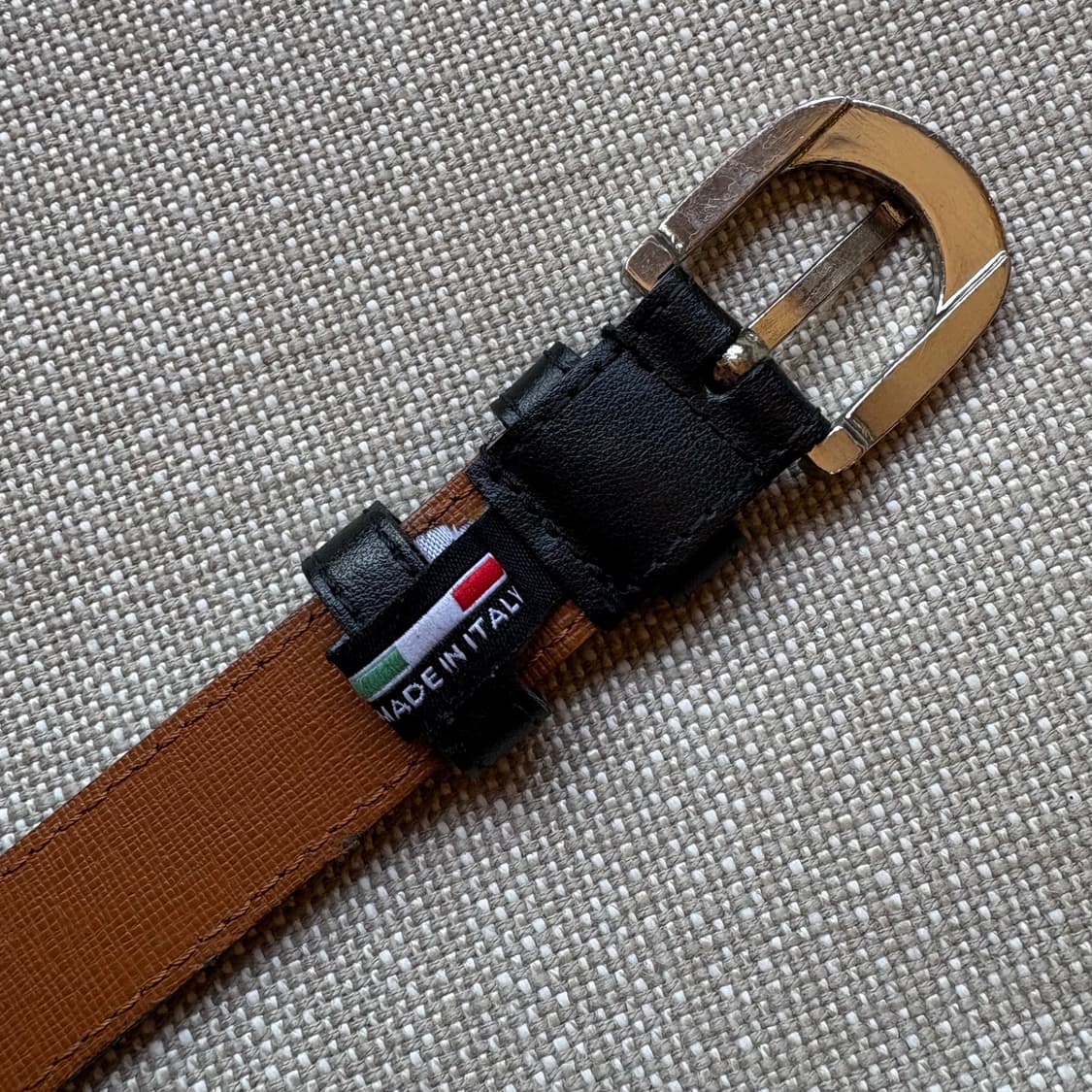 (35-36) ITALY 블랙 레더 다이캐스팅 메탈 버클 벨트 상품이미지8