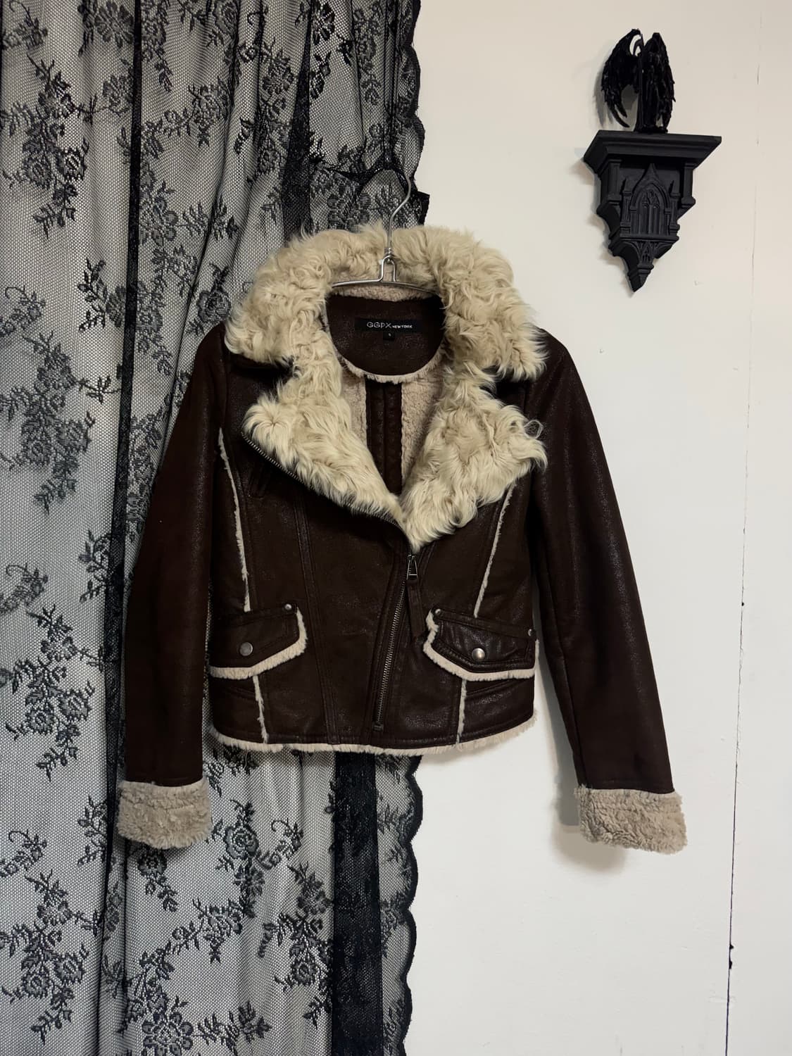 Brown wool shearling jacket 상품이미지3