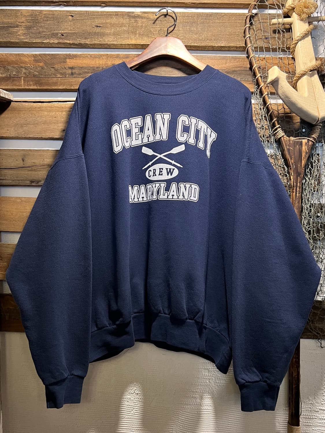 [XL]Hanes 헤인즈 OCEAN CITY 프린팅 네이비 스웻셔츠 상품이미지1