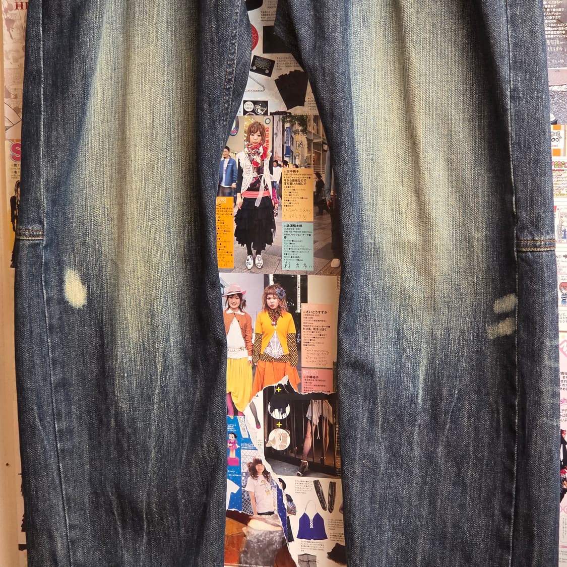 JPN 레이어드 체크 배색 데님 팬츠 상품이미지7