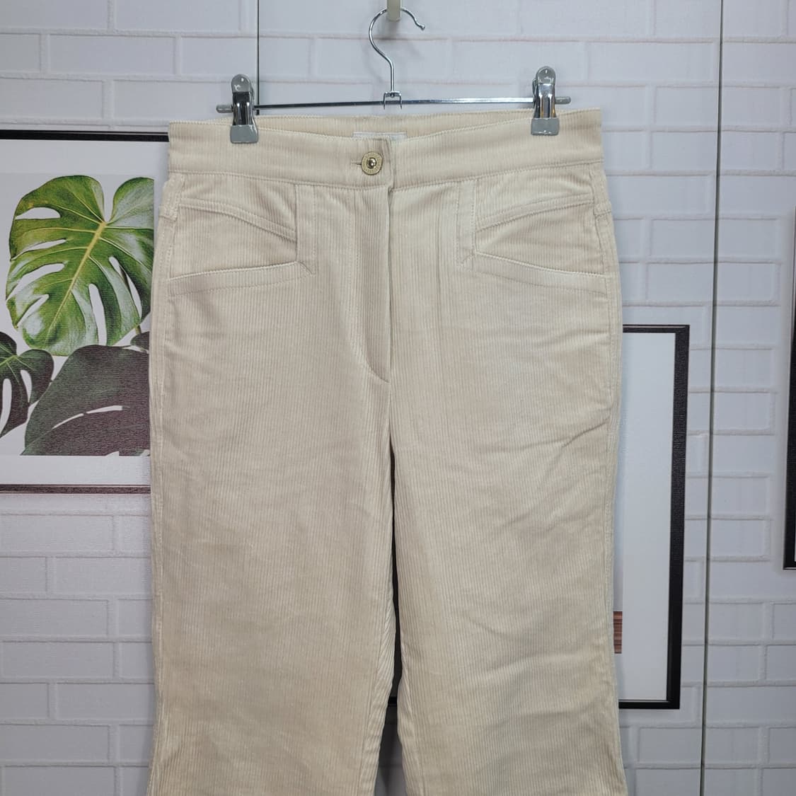 한섬 타임 골지 벨벳 팬츠 바지 슬랙스 베이지 28사이즈 새상품급 상품이미지2