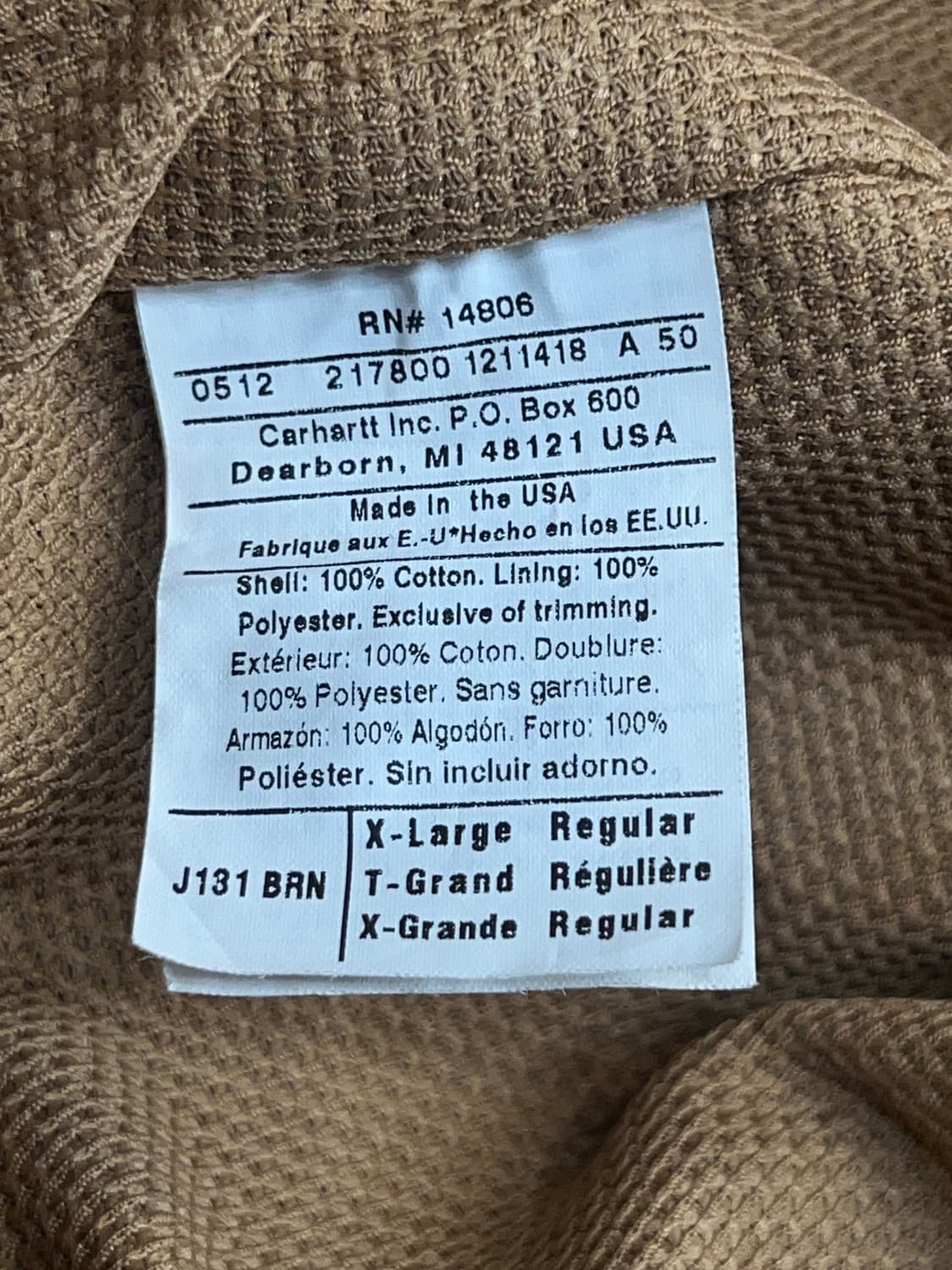 칼하트 J131 샌드스톤 액티브 워크 자켓 상품이미지9