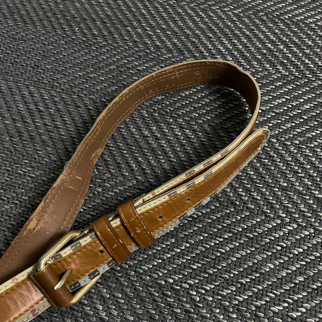 빈티지 웨스턴 체크 브라운 레더 벨트o 4501 상품이미지2