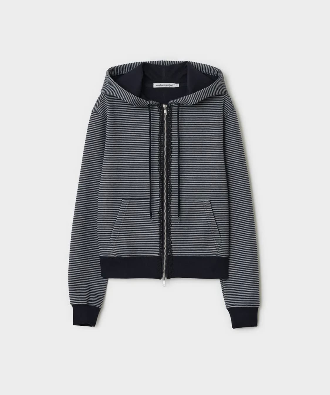 썬번프로젝트 레이스 스트라이프 후드집업 상품이미지2