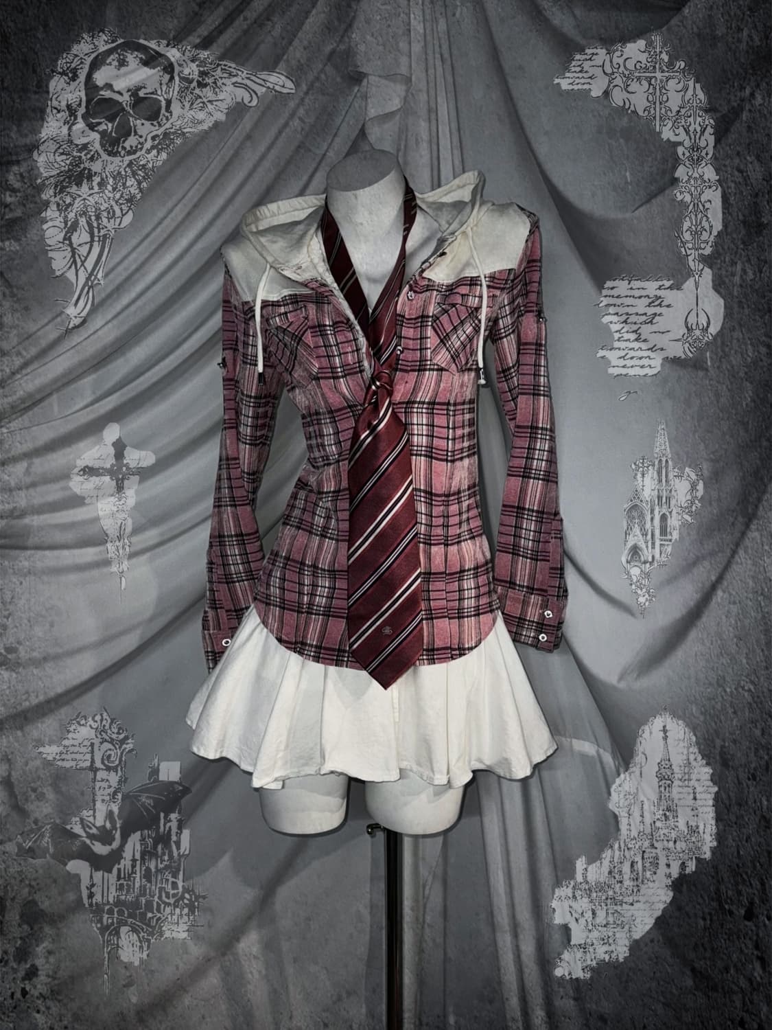 Tralala 트랄라라 핑크 체크 데일리키치 코디세트  상품이미지1