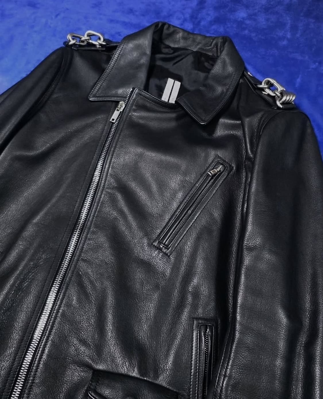 [52] 릭오웬스 스투지 체인 레더 바이커 자켓 상품이미지4