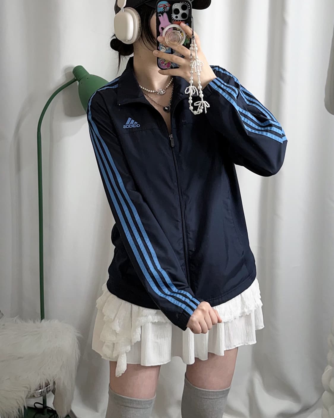 아디다스 네이비 & 블루 오버핏 바람막이 상품이미지2