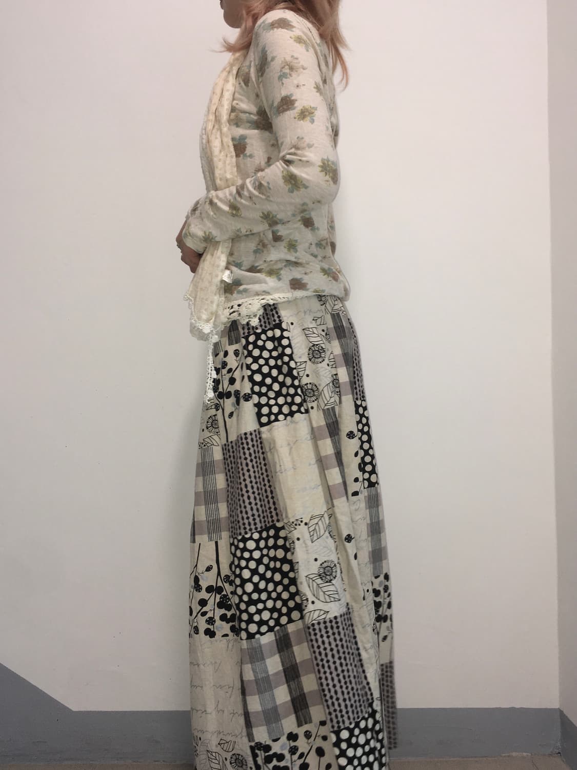 jpn vintage patchwork vintage long skirt 상품이미지6