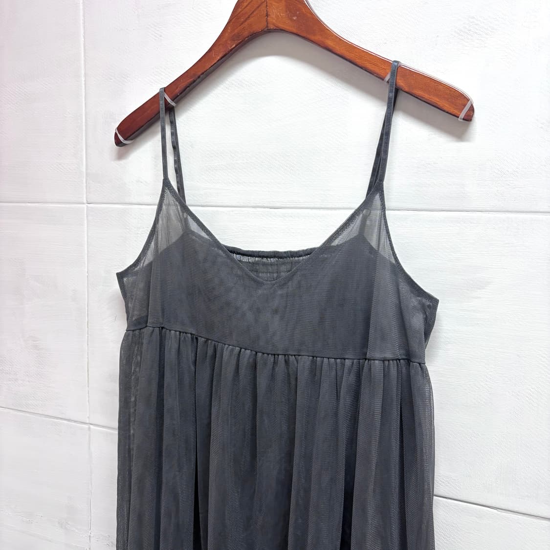 차콜 시스루 슬립 레이어드 원피스  상품이미지3