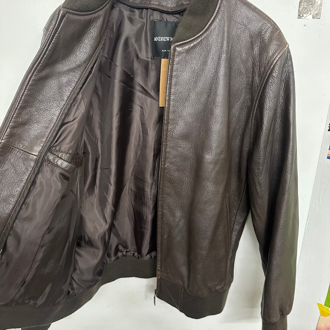 앤드류마크 다크브라운 램레더 봄버 상품이미지7