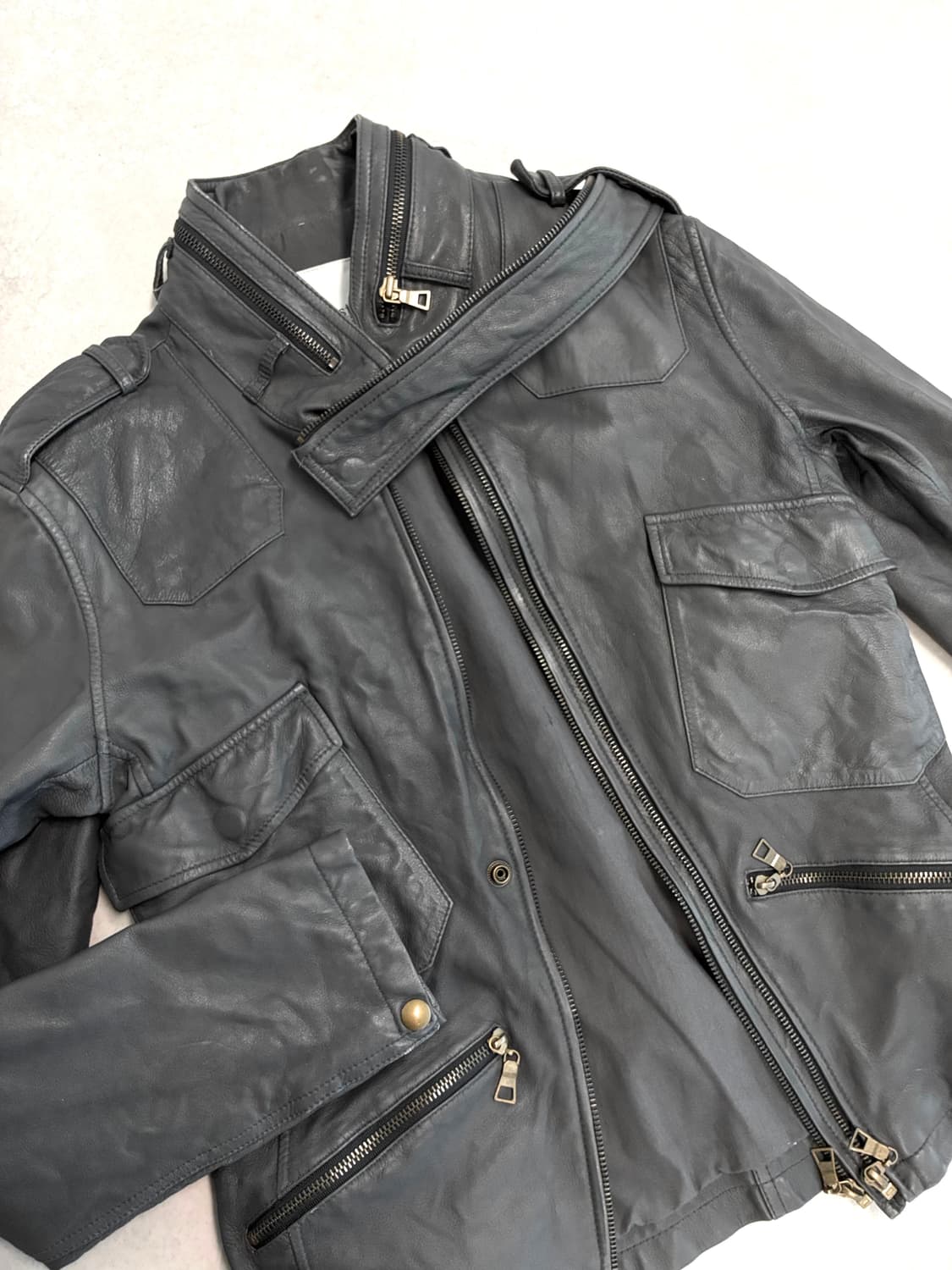 그레이 리얼 레더자켓 상품이미지6