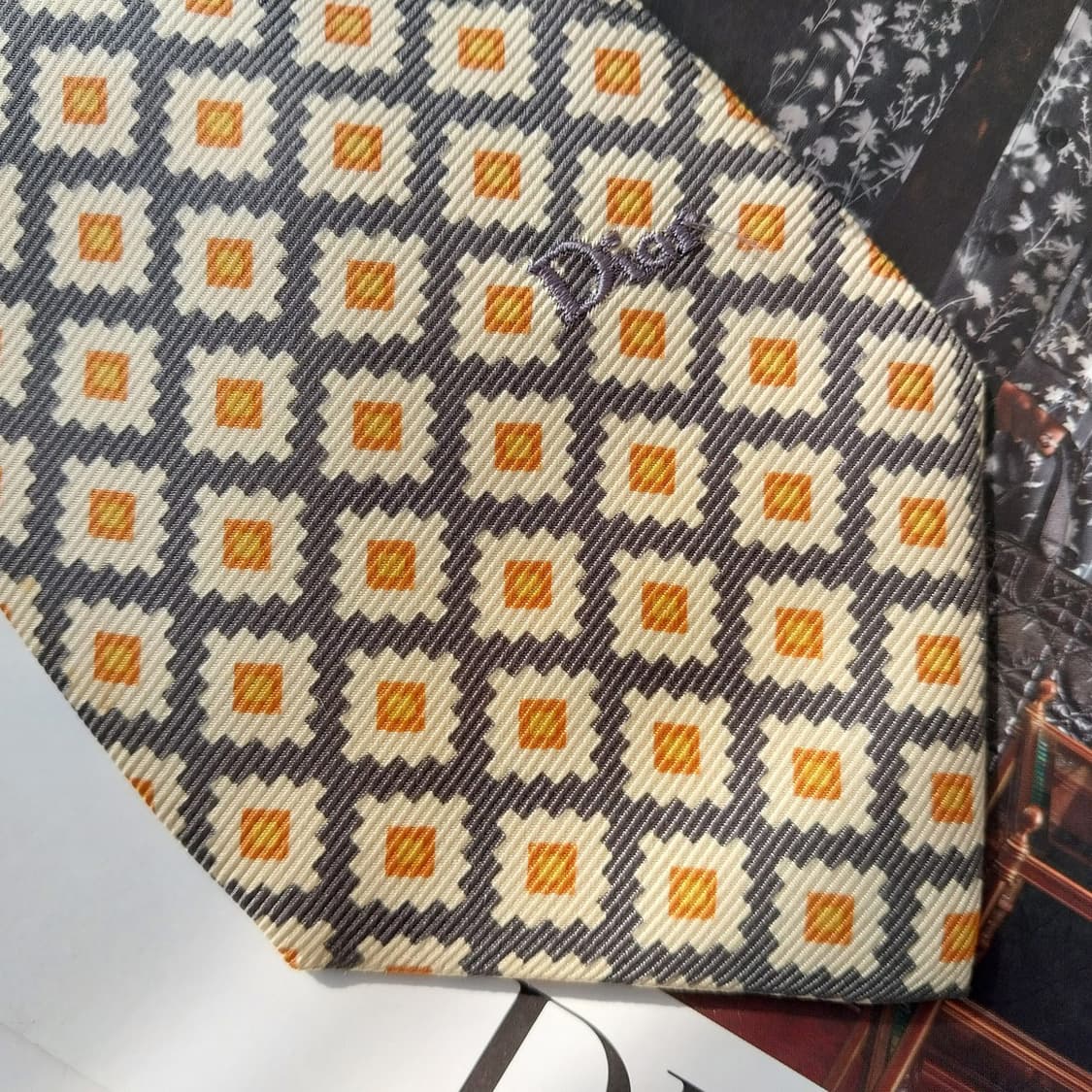 크리스찬 디올 실크 지오메트릭 패턴 넥타이 9.6cm A등급 K2135 상품이미지5