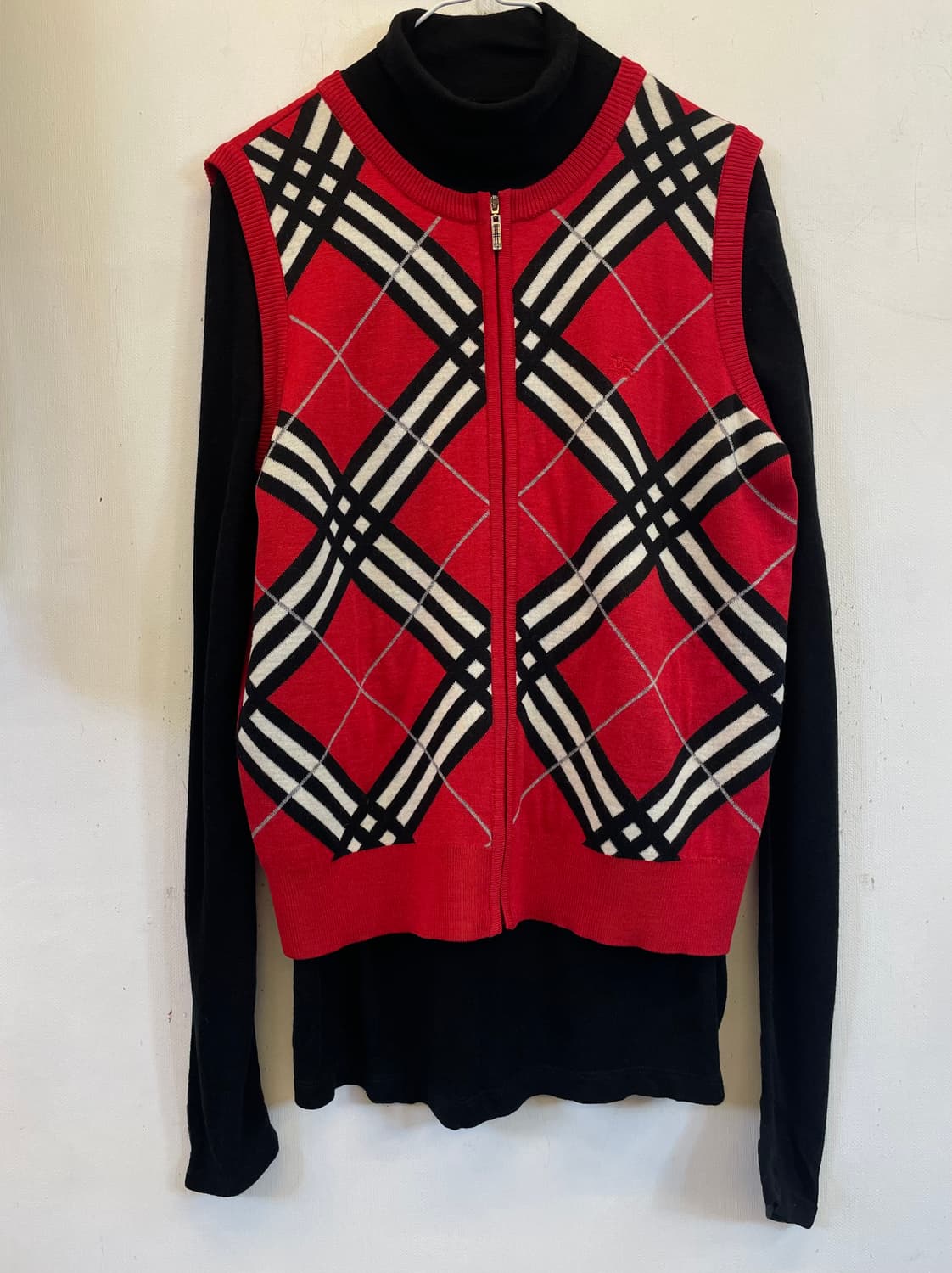 버버리 울니트조끼베스트 니트집업:) 체크조끼니트 울100% 상품이미지2