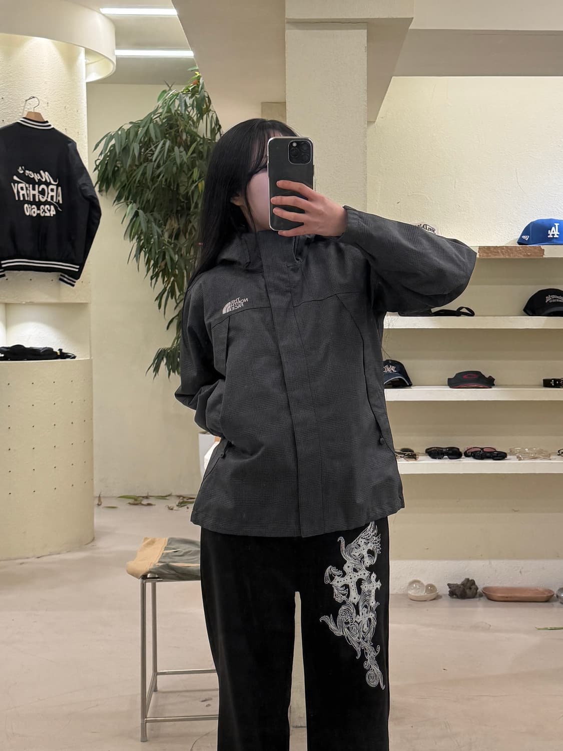 노스페이스 하이벤트 후드 자켓 체크 그레이 U230 상품이미지1