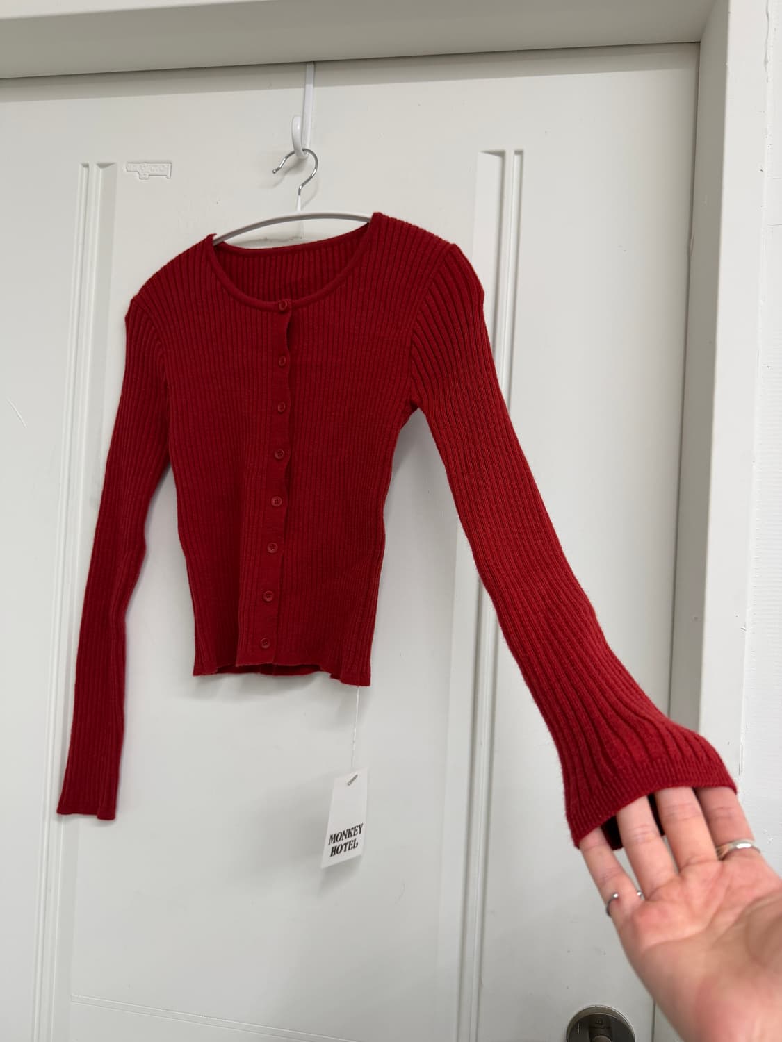 일본빈티지 레드 숏 슬림가디건 상품이미지7