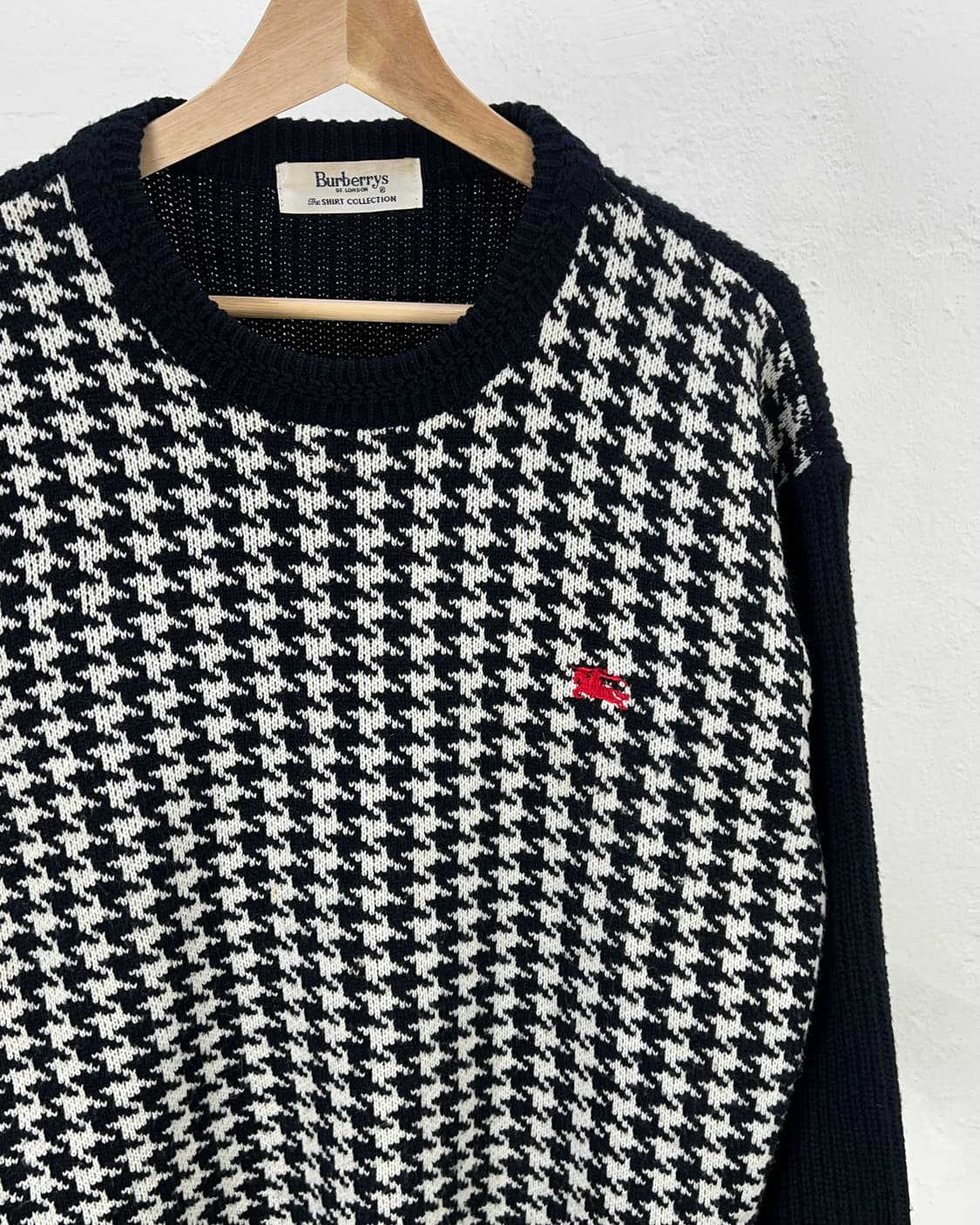90s 버버리 하운드 투스 코튼 니트 스웨터 상품이미지3