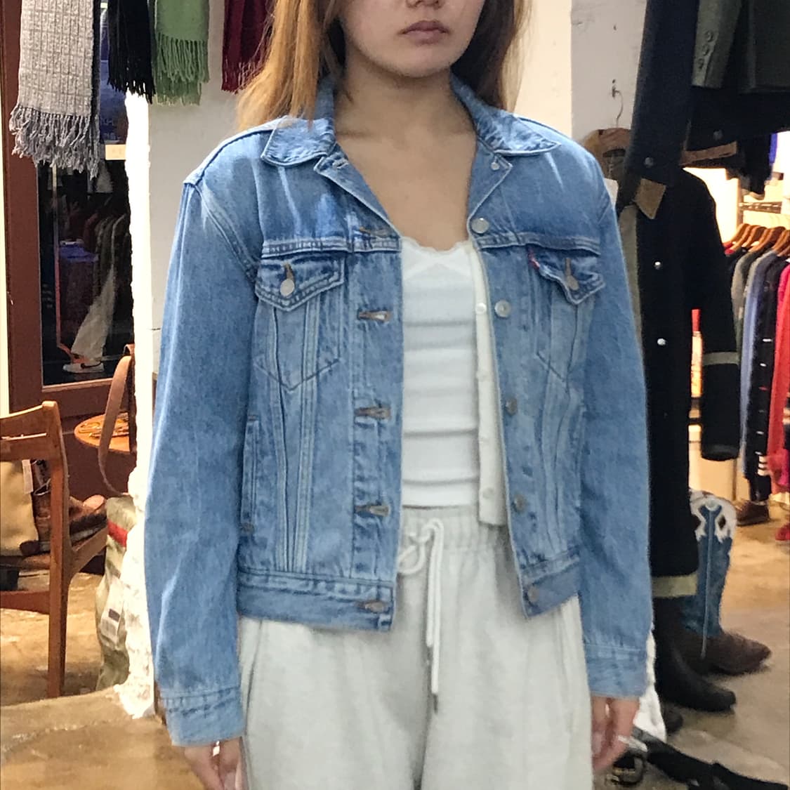 리바이스 빅E 중청 워시드 데님 트러커자켓 여성 55 사이즈  상품이미지5
