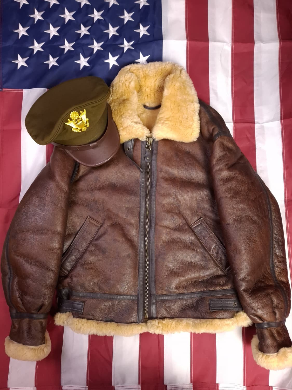 90's 일본수출용 미공군 B-3 TYPE 리얼레더 항공폭격기 무스탕 상품이미지2