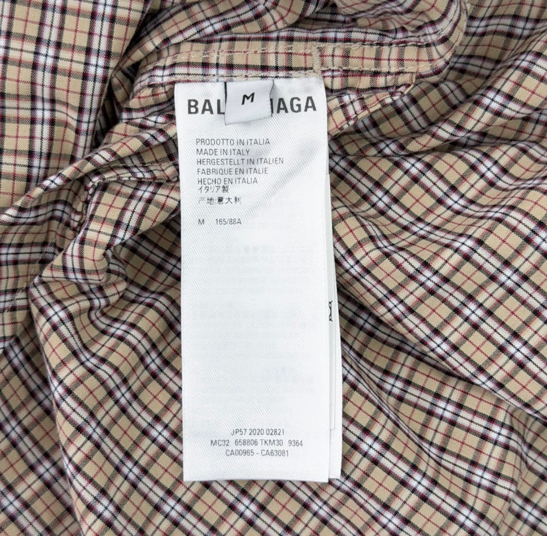 [M] 발렌시아가 21fw 체크 오버사이즈 버튼 다운 셔츠 베이지 상품이미지9