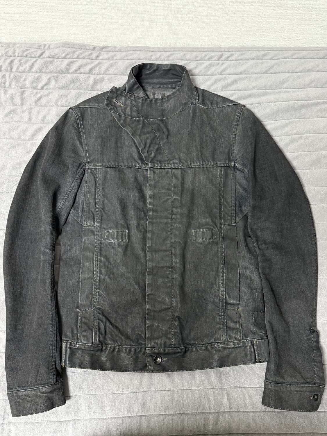 릭오웬스 왁스 코팅 슬레이브 데님 자켓 상품이미지1