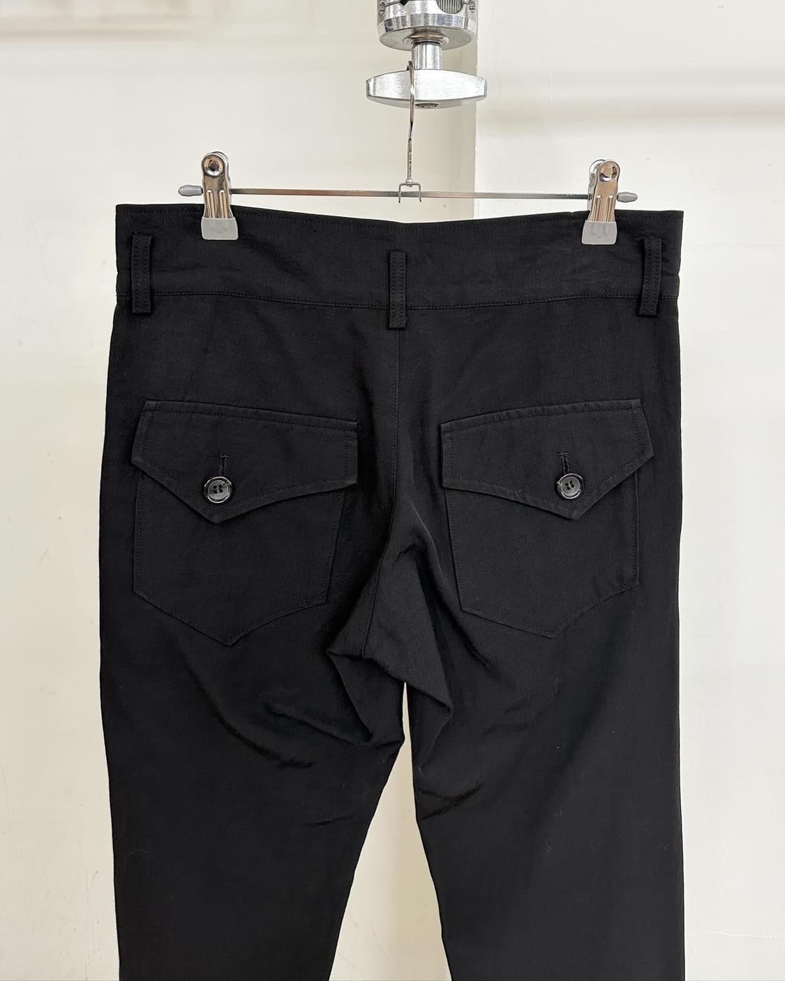 요지야마모토 블랙 투버튼 레이온 팬츠  상품이미지6