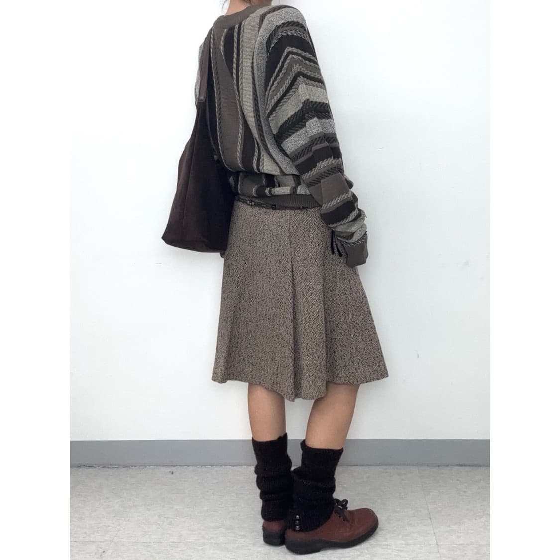 빈티지 브라운 미디 스커트 상품이미지4