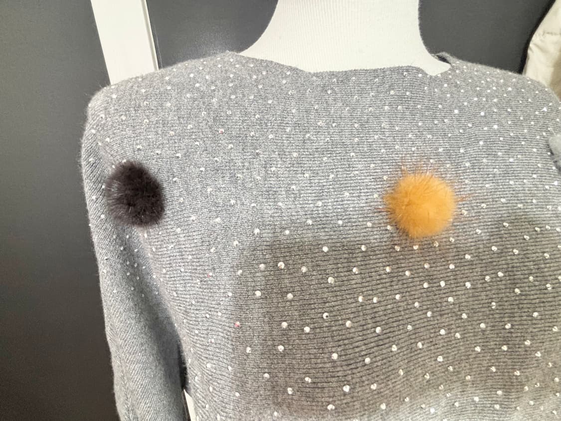 천연 밍크퍼 폼폼이 + 스톤 장식 가오리티 55~66/새거수준 상품이미지7