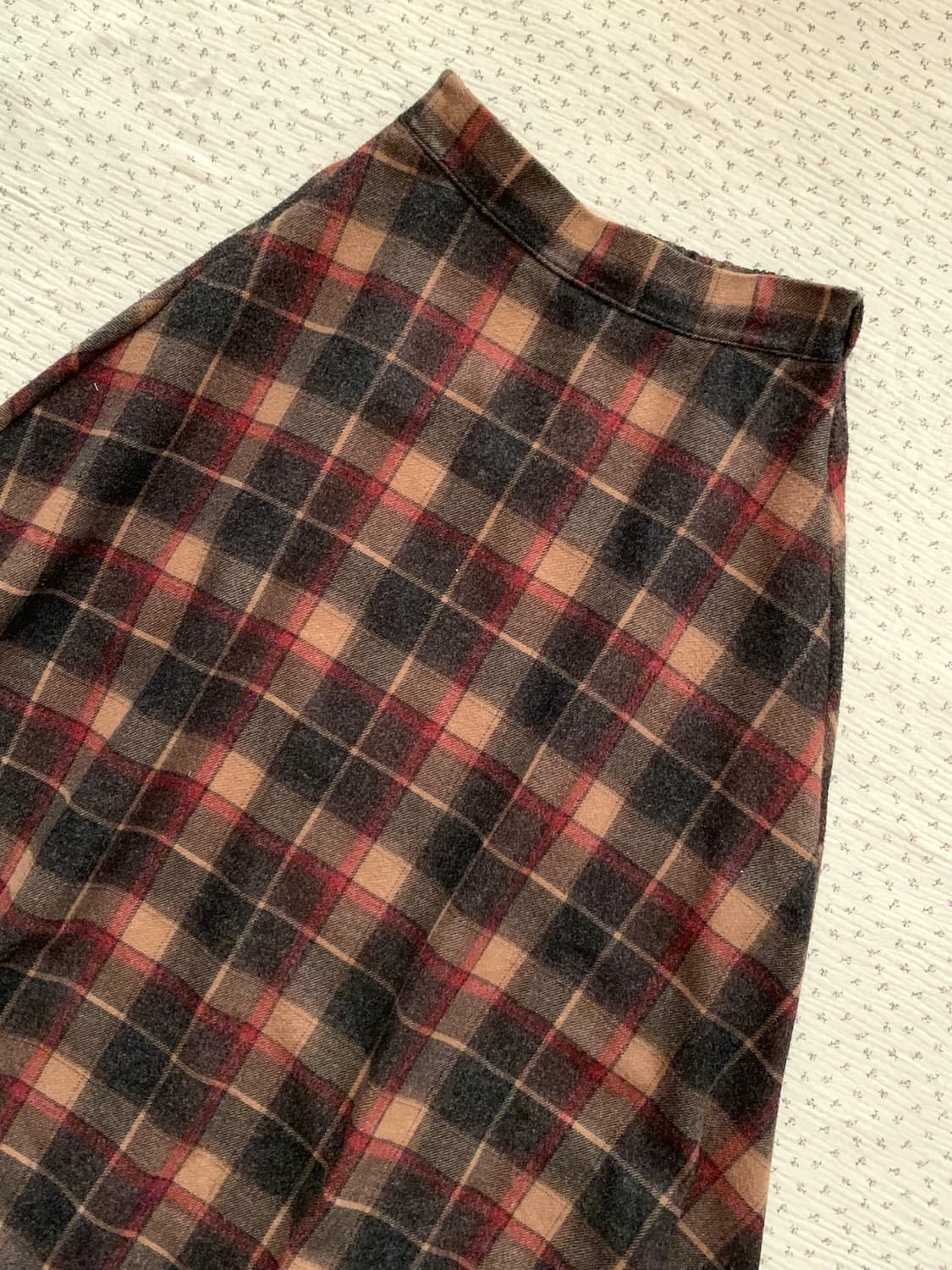 빈티지 브라운 모리 체크 롱스커트 상품이미지2