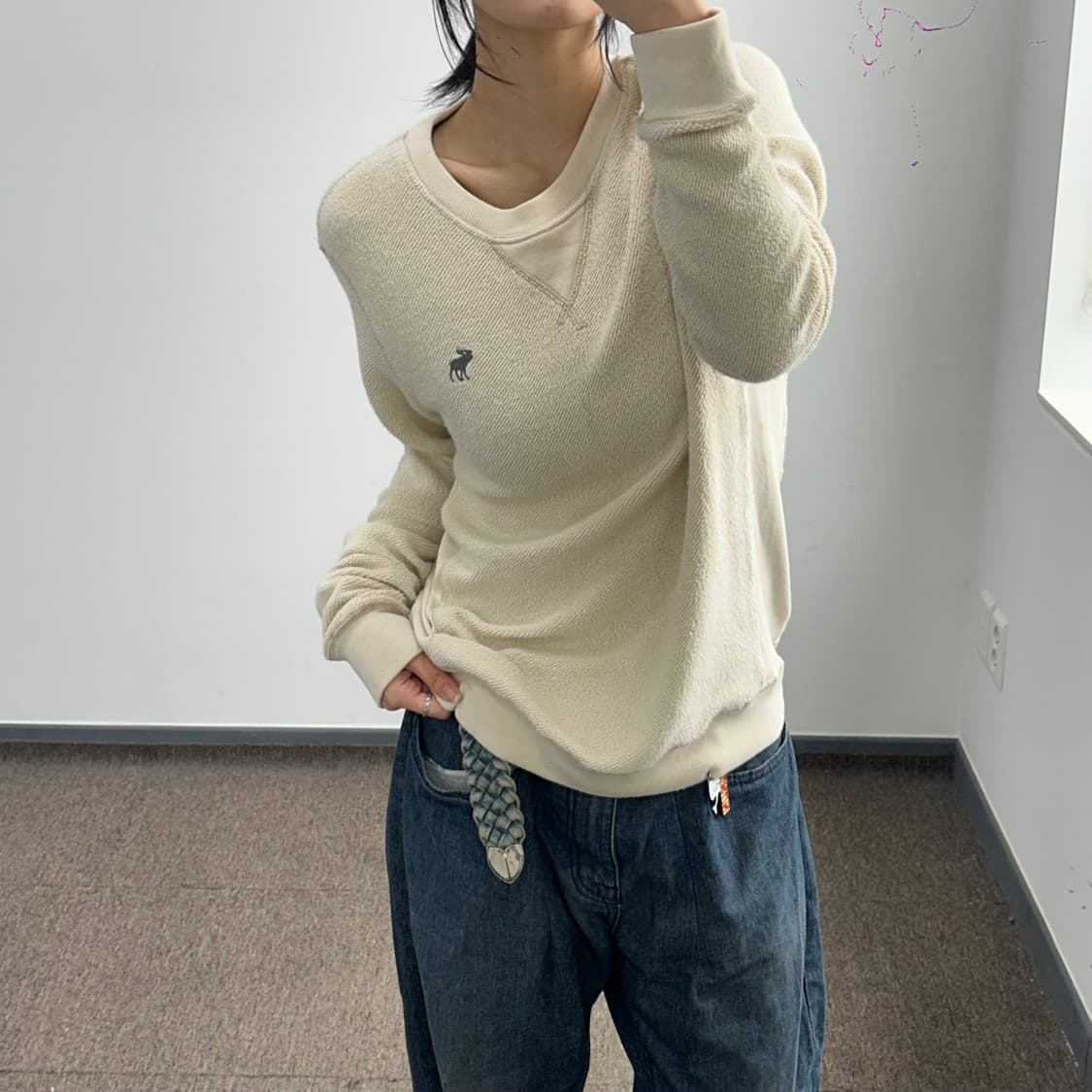 Abercrombie 아베크롬비 그레이 로고 니트 상품이미지2