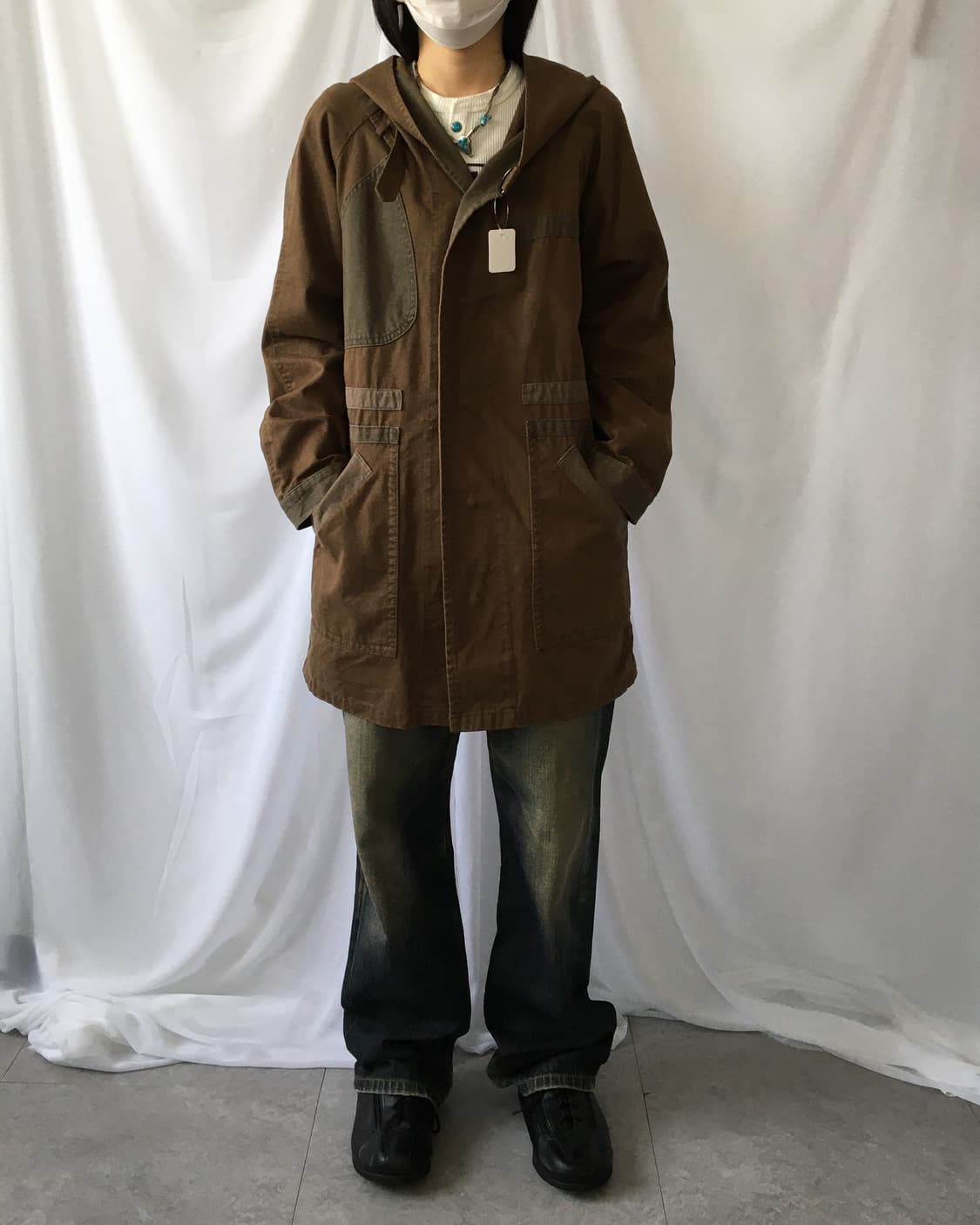 Patch point hood cotton coat 상품이미지7