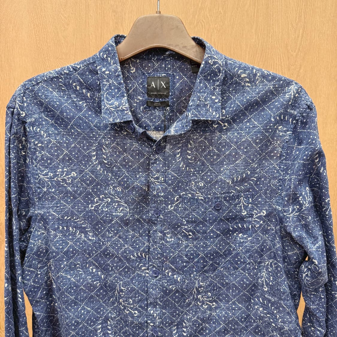 아르마니 익스체인지 패턴 셔츠 블라우스 페이즐리 프린트 디테일 네이비 상품이미지4