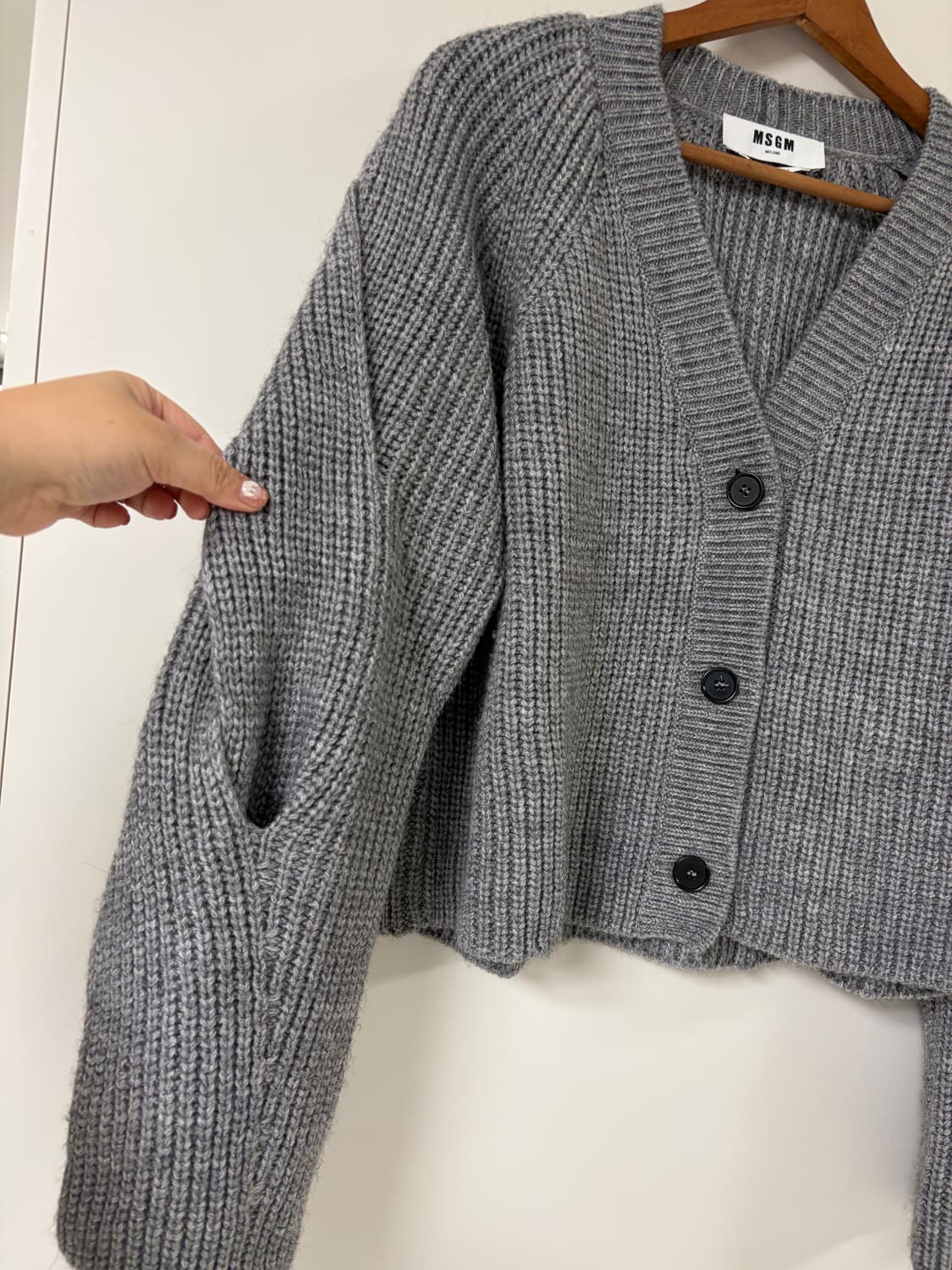 MSGM 꽈배기 트임 골지 니트 가디건 상품이미지5