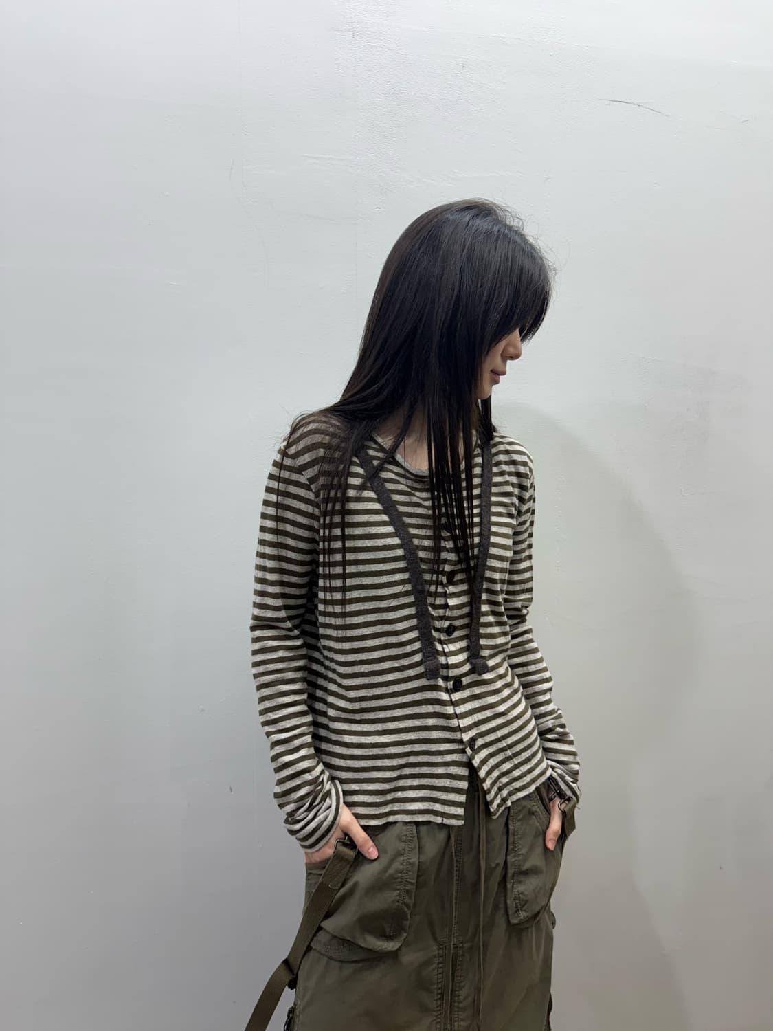 요지 야마모토 y’s 스트라이프 버튼 디테일 롱 슬리브 상품이미지5