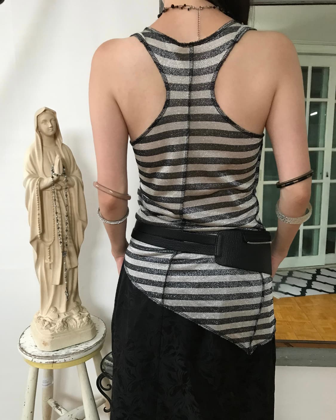 vintage stripe pattern sleeveless  상품이미지1