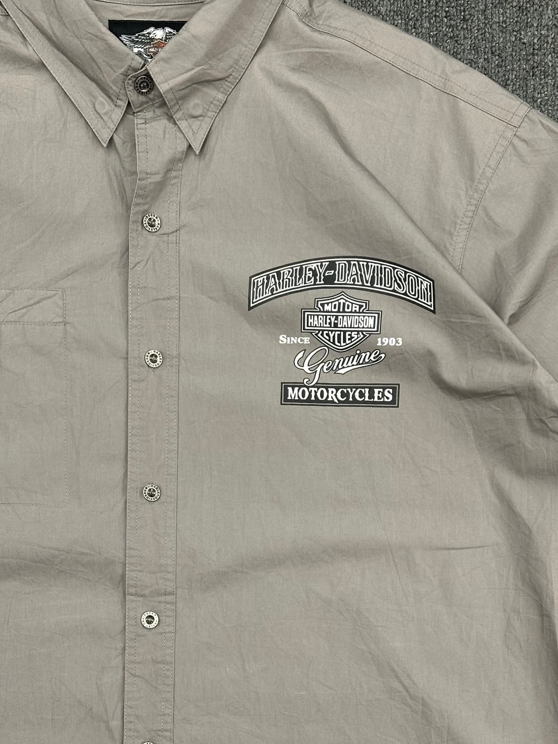 2XL)할리데이비슨 빈티지 프린팅 그레이 반팔셔츠 상품이미지3