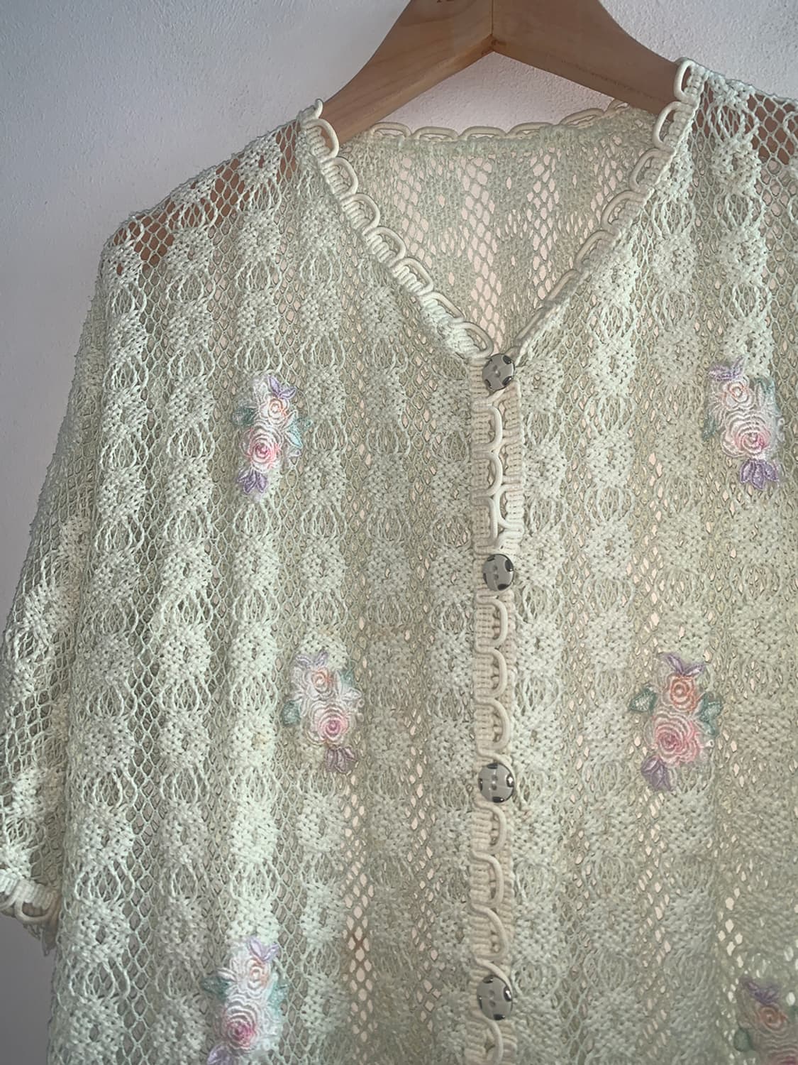Floral embroidery punching cardigan 상품이미지5