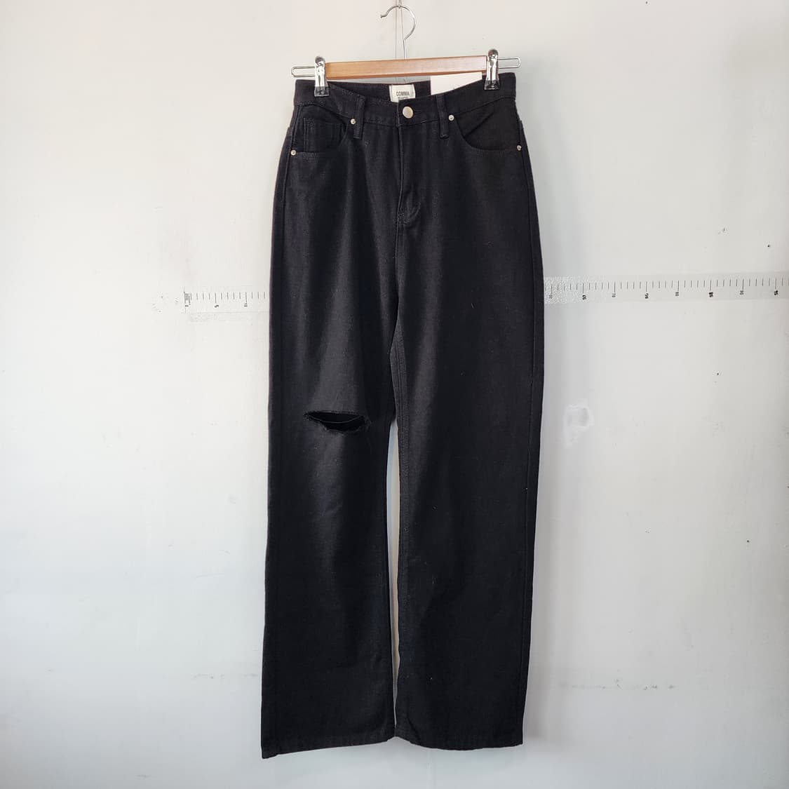comma shop 블랙 워싱 찢청 바지 상품이미지1