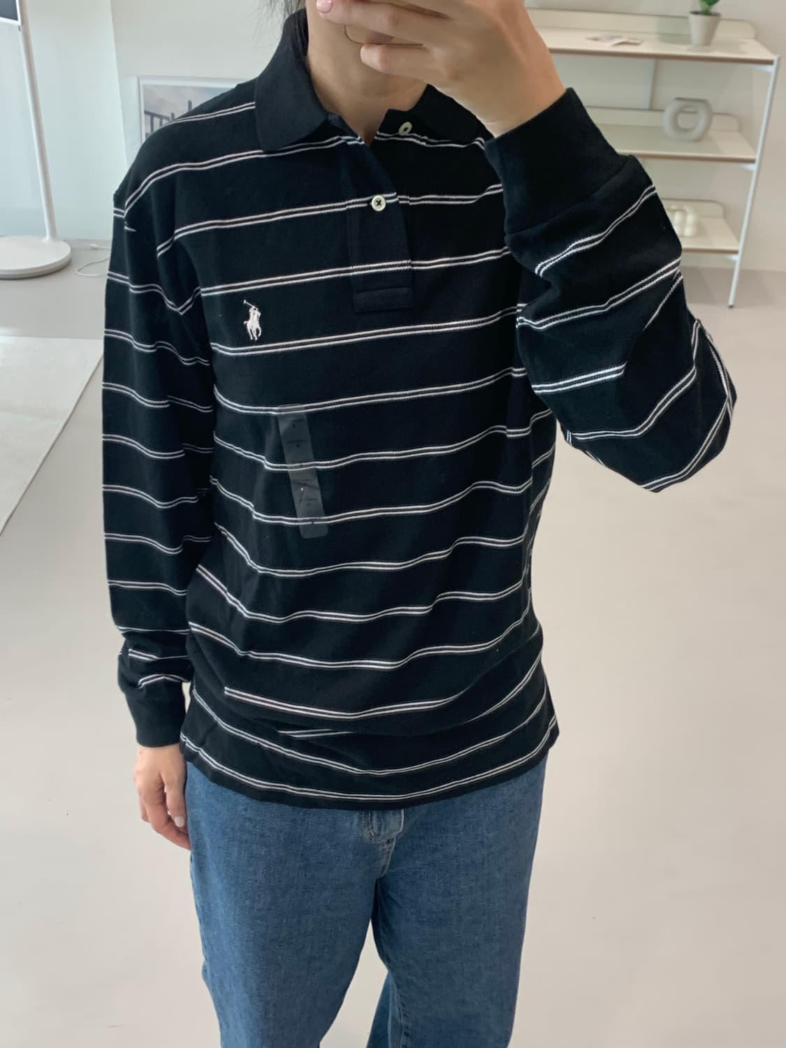 폴로 랄프로렌 스트라이프 긴팔 카라티 블랙 S,M,L 상품이미지3