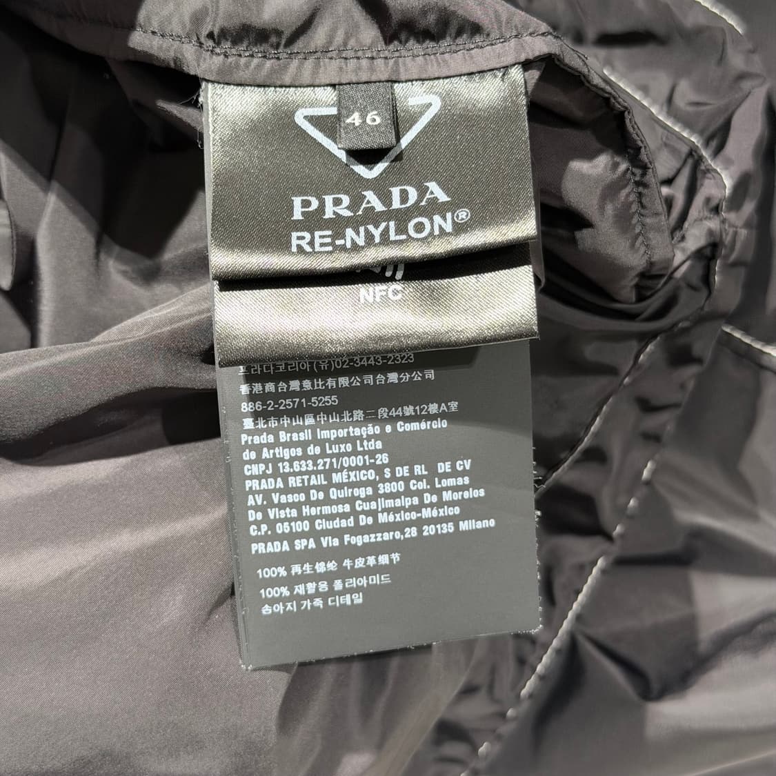 (S+/46) / 프라다 리나일론 삼각로고 스티치 집업 셔츠 자켓 블랙 상품이미지6