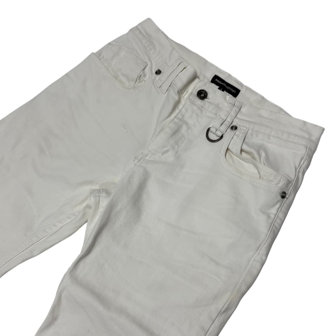 Semantic design white curved pants 상품이미지3