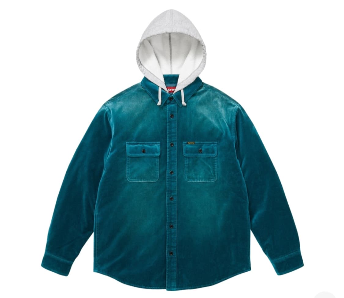 슈프림 퀄티드라인 후드벨벳 셔츠 새상품 상품이미지1