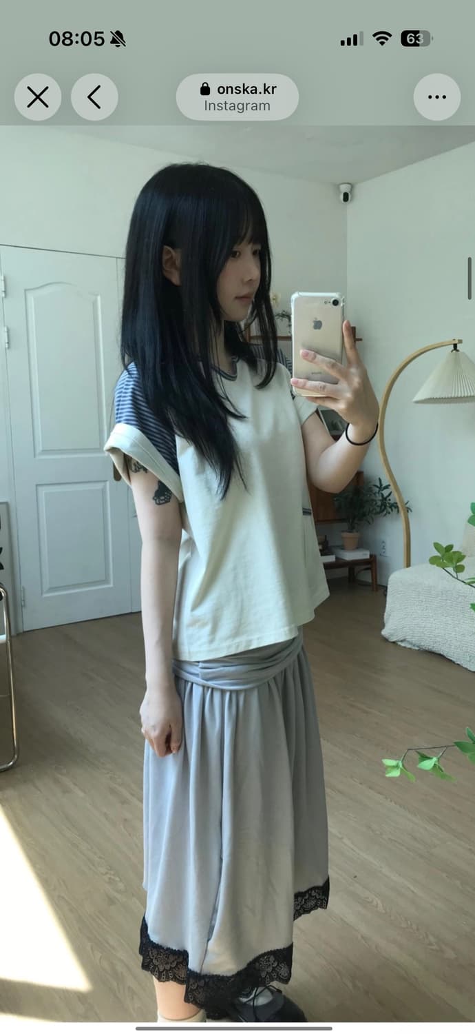 온스카 BUTTON DOUBLE SLEEVE T (CREAM SODA) 상품이미지5