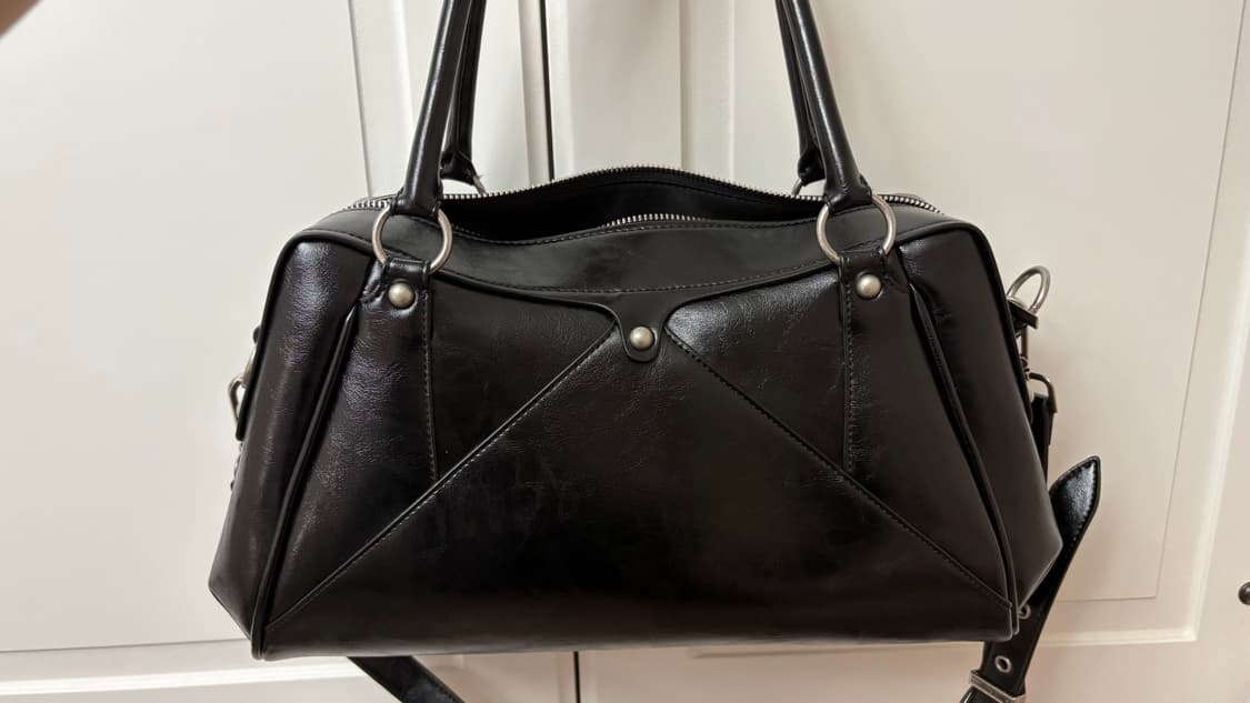 썬번프로젝트 Faux Leather M.O.S Bag, BLACK 상품이미지4