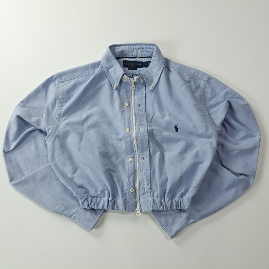 CK239 FREE 폴로 리메이크 클래식블루 크롭 셔츠 남방 상품이미지1